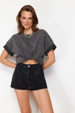 Trendyol Black Stitch Detail Denim Shorts