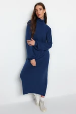 Trendyol Indigo Midi Knitwear Soft Textured Dress