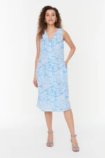 Trendyol Blue Patterned Shirt Dress