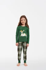 Girls' pyjamas Zonda, long sleeves, long legs - green/print