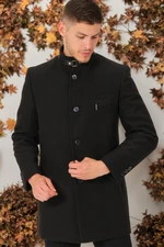 PLT8367 DEWBERRY MEN'S COAT-DARK PLAIN BLACK