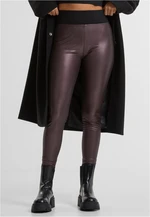 Women's high-waisted synthetic leather leggings in red