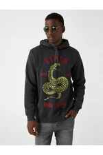 Koton Snake Printed Hooded Sweatshirt Raising