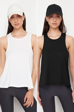 Trendyol Black and White 2-Pack Halter Neck Knitted Sports T-Shirt