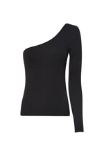 Tommy Jeans Top - TJW TINY TOMMY 1 ASYMMETRIC RIB black