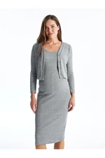 LC Waikiki Crew Neck Women's Dress and Cardigan Set