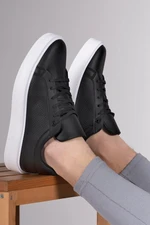 Riccon Black and White Men's Sneakers 0012896