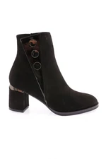 DGN 406 Women's Row Buckle Side Zipper Heeled Boots