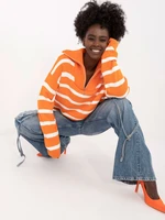 Orange women's sweater with collar