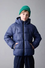 DEFACTO Boy's Water Repellent Hooded Zippered Pocket Coat