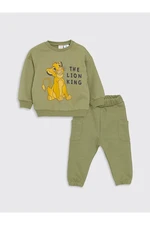 LC Waikiki LCW baby Crew Neck Long Sleeve Lion King Printed Baby Boy Sweatshirt and Tracksuit Bottom 2-Piece Set