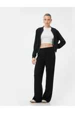 Koton Palazzo Trousers Elastic Waist Ribbed Textured