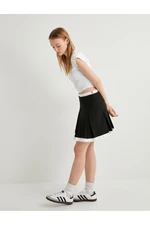 Koton Mini Pleated A-Line Skirt Double Layered Color Contrast