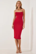 Happiness İstanbul Women's Red Strapless Jersey Knitted Dress