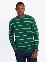 Ombre Men's casual sweater with horizontal stripes - green