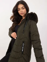 Khaki down winter jacket with quilting