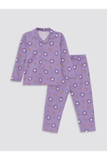 LC Waikiki Shirt Collar Long Sleeve Printed Baby Girl Pajama Set