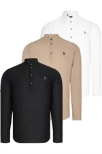 TRIPLE SET G783 DEWBERRY JUDGE COLLAR SHIRT-BLACK-WHITE-BEIGE