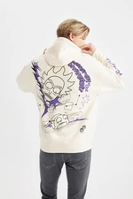 DEFACTO Rick And Morty Oversize Fit Hooded Back Printed Sweatshirt