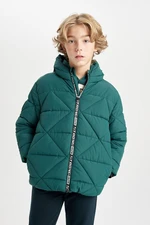 DEFACTO Boy's Water Repellent Hooded Zippered Pocket Coat