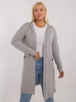 Grey plus size cardigan with hood