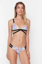 Trendyol Tropical Patterned Bikini Bottoms With Piping Detailed