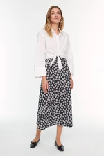 Trendyol Black and White Patterned Knitted Scuba Crepe Skirt