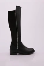 DGN 504 Women's Back Stretch Zip Up Knee High Flats Boots.