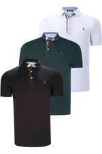 TRIPLE SET T8582 DEWBERRY MENS T-SHIRT-BLACK-WHITE-GREEN