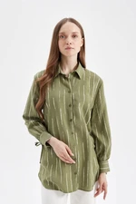 DEFACTO Relax Fit Shirt Collar Striped Long Sleeve Shirt Tunic