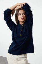 Trendyol Navy Blue Soft Textured Basic Knitwear Sweater