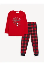 LC Waikiki Crew Neck Snoopy Printed Long Sleeve Girl's Pajama Set