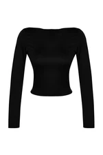 Trendyol Black Cut Out Detail Slim Flexible Knitted Blouse