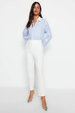 Trendyol White Straight Woven Trousers