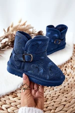 Children's Ankle Boots Snow Boots with Fur Dark Blue Kawai