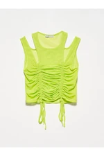 Dilvin 20216 Gathered Tulle Top-lime