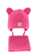 AGBO Girl's winter set: hat and scarf in pink Antola