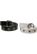 Synthetic leather eyelet strap 2 packs black/white