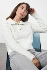 Trendyol Bone Soft Textured Glittery Knitted Sweater