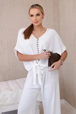 Women's set blouse + trousers - white