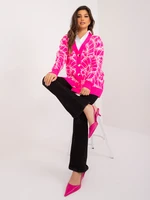 Fluo pink oversize sweater with button closure