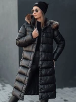 Women&#039;s winter quilted jacket with hood CROMBILA black Dstreet