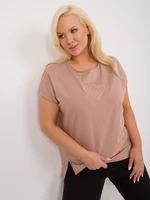 Dark beige cotton blouse plus size