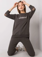 Set of dark khaki sweatshirt with appliqué