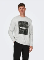 Light grey mens brindle sweatshirt ONLY & SONS Oren - Men