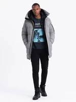 Ombre Outdoor long men's parka jacket - gray