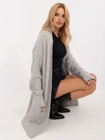 Grey women's cardigan with pockets