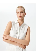 Koton Crop Shirt Cargo Pocket Detail Sleeveless