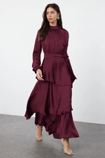 Trendyol Brown Skirt Tiered Satin Woven Evening Dress/Night Dress