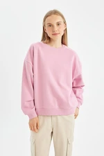 DEFACTO Cool Oversize Fit Wide Pattern Crew Neck Thick Basic Plain Sweatshirt